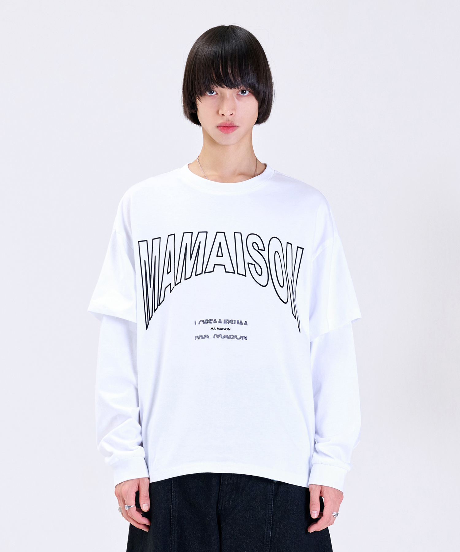 DOUBLE SLEEVE T WHITE